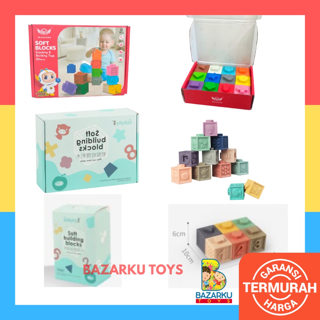 Soft Building Blocks And Baby Teether Bayi Gigitan Bayi Teether Maian Balok Anak  Maian Balok Karet Mainan Montessori