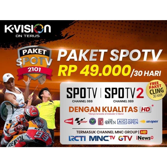 Paket SPOTV K-Vision TV Satelit Berbayar - Gratis Paket CLING