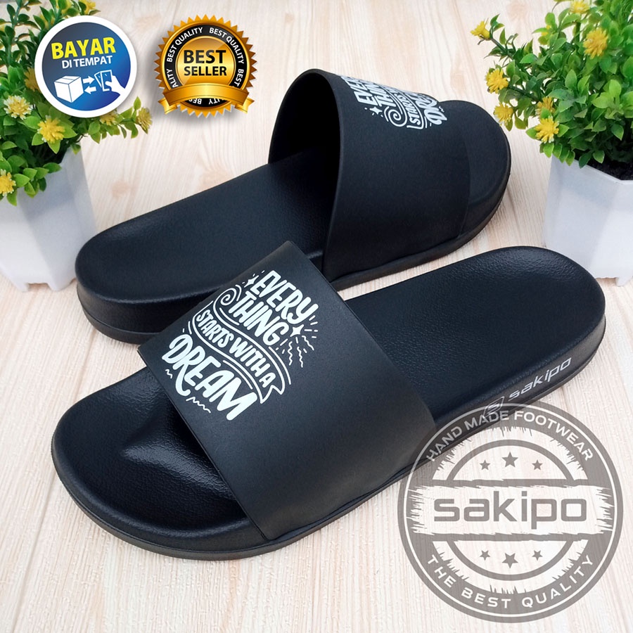 PROMO 1.1 MANTUL SALE !! SANDAL DISTRO KEREN KEKINIAN PRIA DEWASA REMAJA SLIDE HITAM TRENDI KEKINIAN RINGAN NYAMAN DIPAKAI / SAKIPO