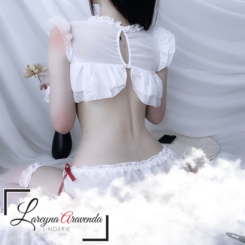 Lareyna Aravenda Set Lingerie + Rok Seksi Model White Maiden White Charm LG058