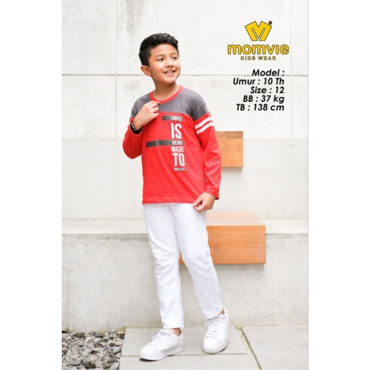 Kaos longsleeve Momvie size junior 8-16 T / Kaos lengan panjang long sleeve t shirt boys momvie by paddlekids