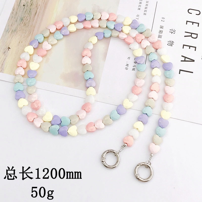 Colorful Beads Lanyard Tali Panjang Selempang Sling Phone Chain Gantungan HP Lucu