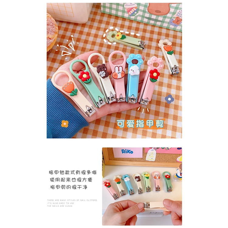 Pemotong potongan Gunting Kuku luci nail clipper motif buah beruang biru pink tebal lucu imut anak cewek hijau bunga kelinci mawar creame putih bear  kecil