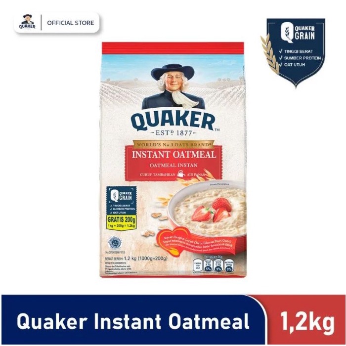 

[new] QUAKER Instant Oatmeal 1200 g sarapan sehat dan enak - Exp: 12/2023