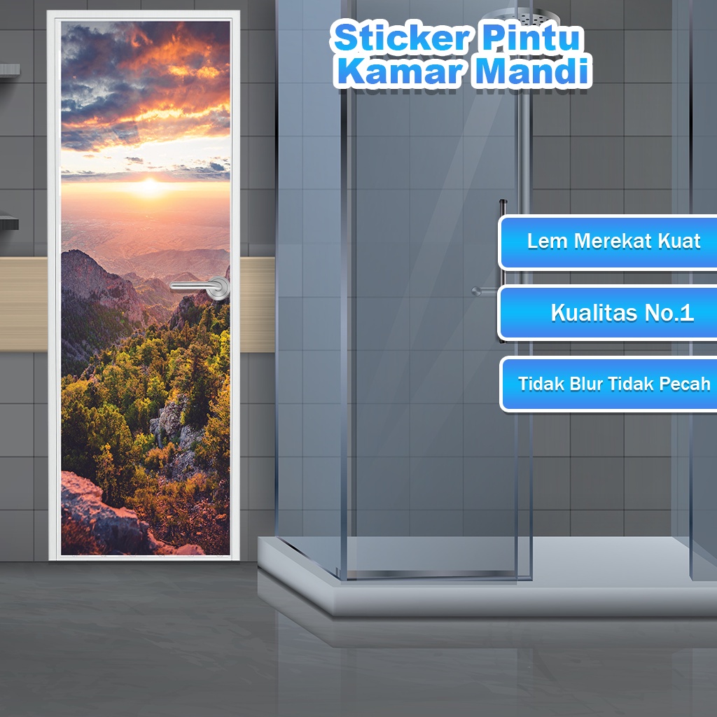 Stiker Pintu Toilet Kamar Mandi Motif 3D Wallpaper Terbaru
