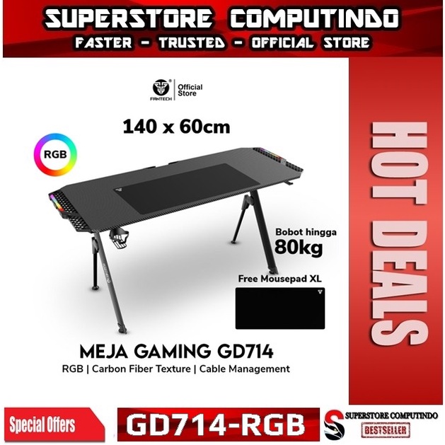 Kursi Fantech Gd714 Meja Gaming - Rgb Gaming Desk