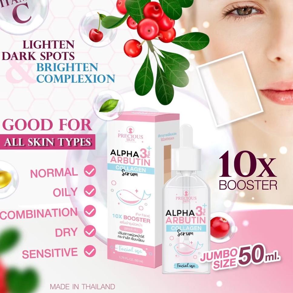 Diskon 0AB Precious Skin Thailand Alpha Arbutin 3Plus Glow &amp; Shine Collagen Face Serum / Serum Pemutih Wajah 50ml 86 Pasti Murah