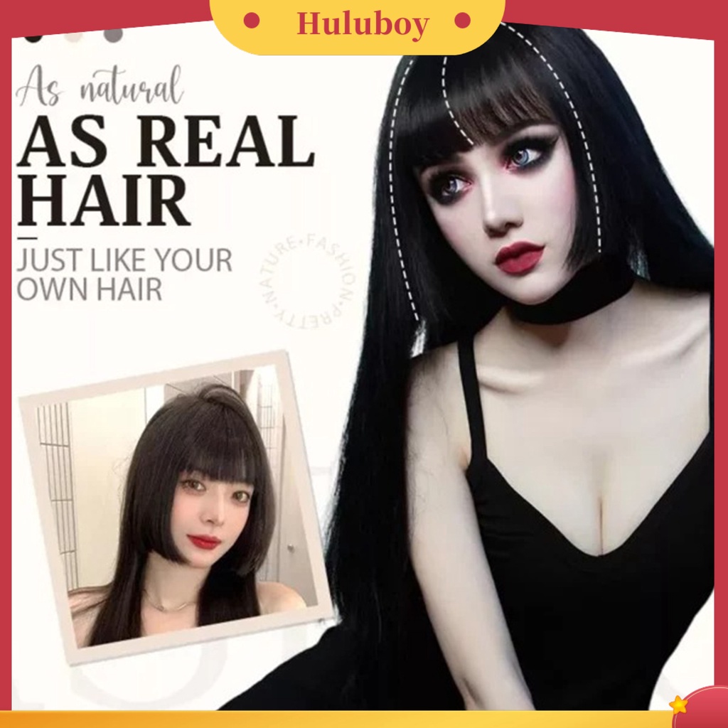 Rambut Poni Palsu Extensions Bahan Serat Suhu Tinggi Untuk Pakaian