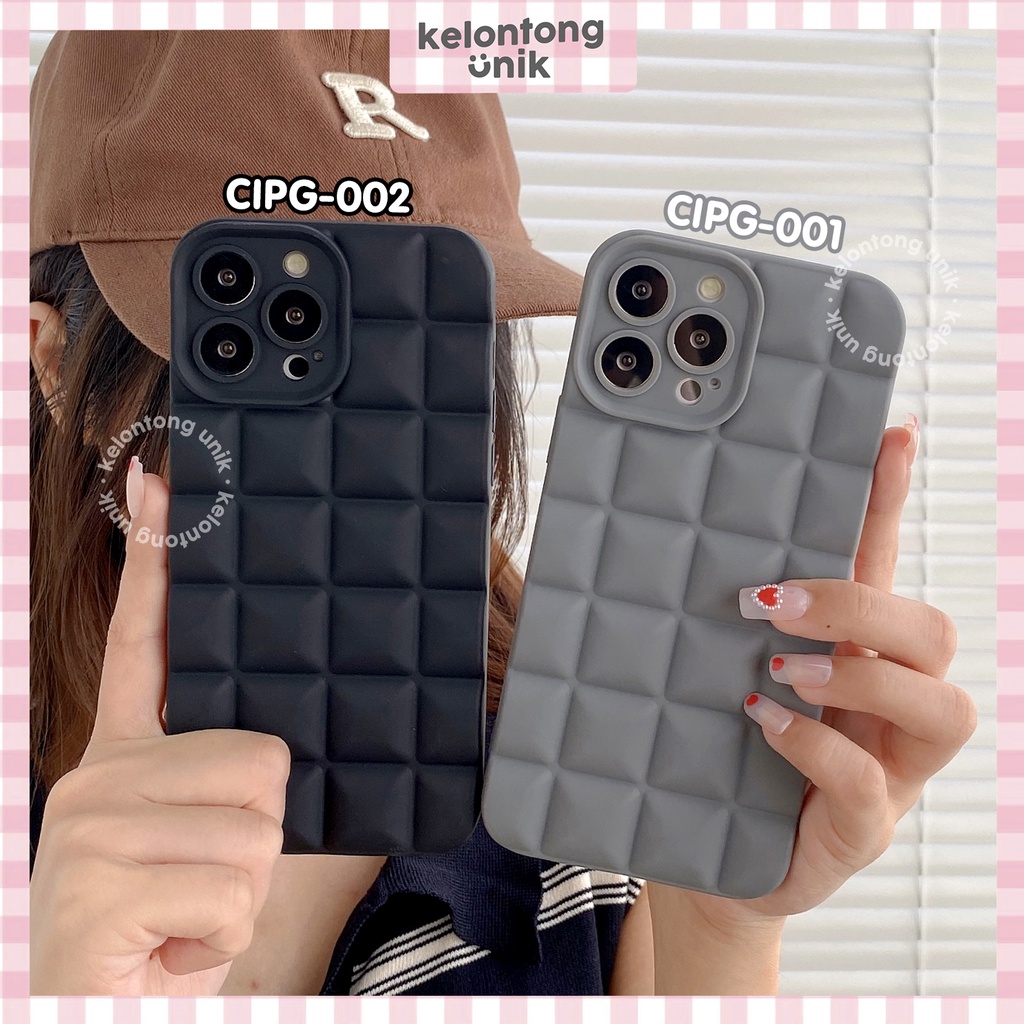 (Seri 1) For iPhone - Waffle Silicone Case/ Puffy Grid Case