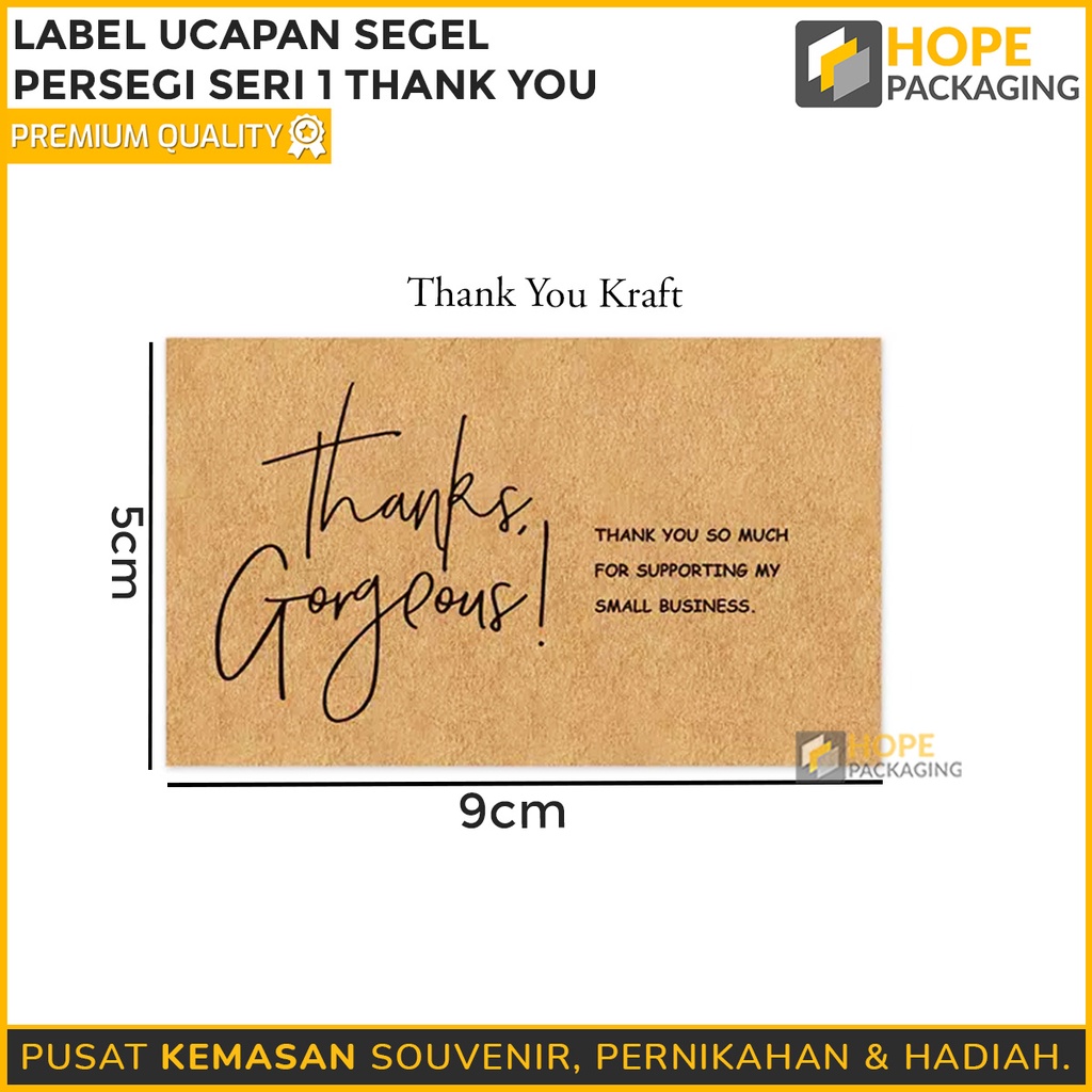 (1 pack isi 50 Pcs) Sticker Label Ucapan (Thank You)Size : 5x 9 cm stiker kotak lucu packing hampers souvenir makanan