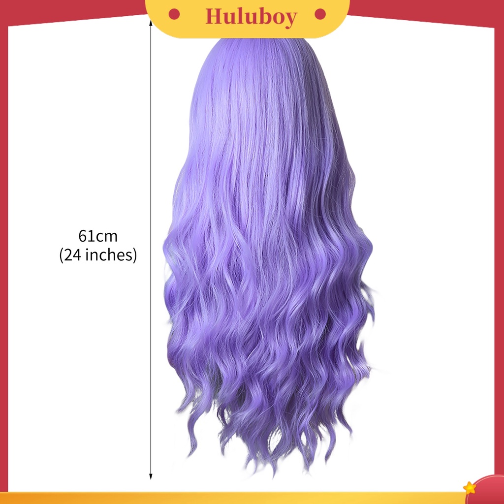 Rambut Palsu Wanita Model Panjang Gelombang Bahan Breathable Ringan Dengan Poni Untuk Cosplay Halloween