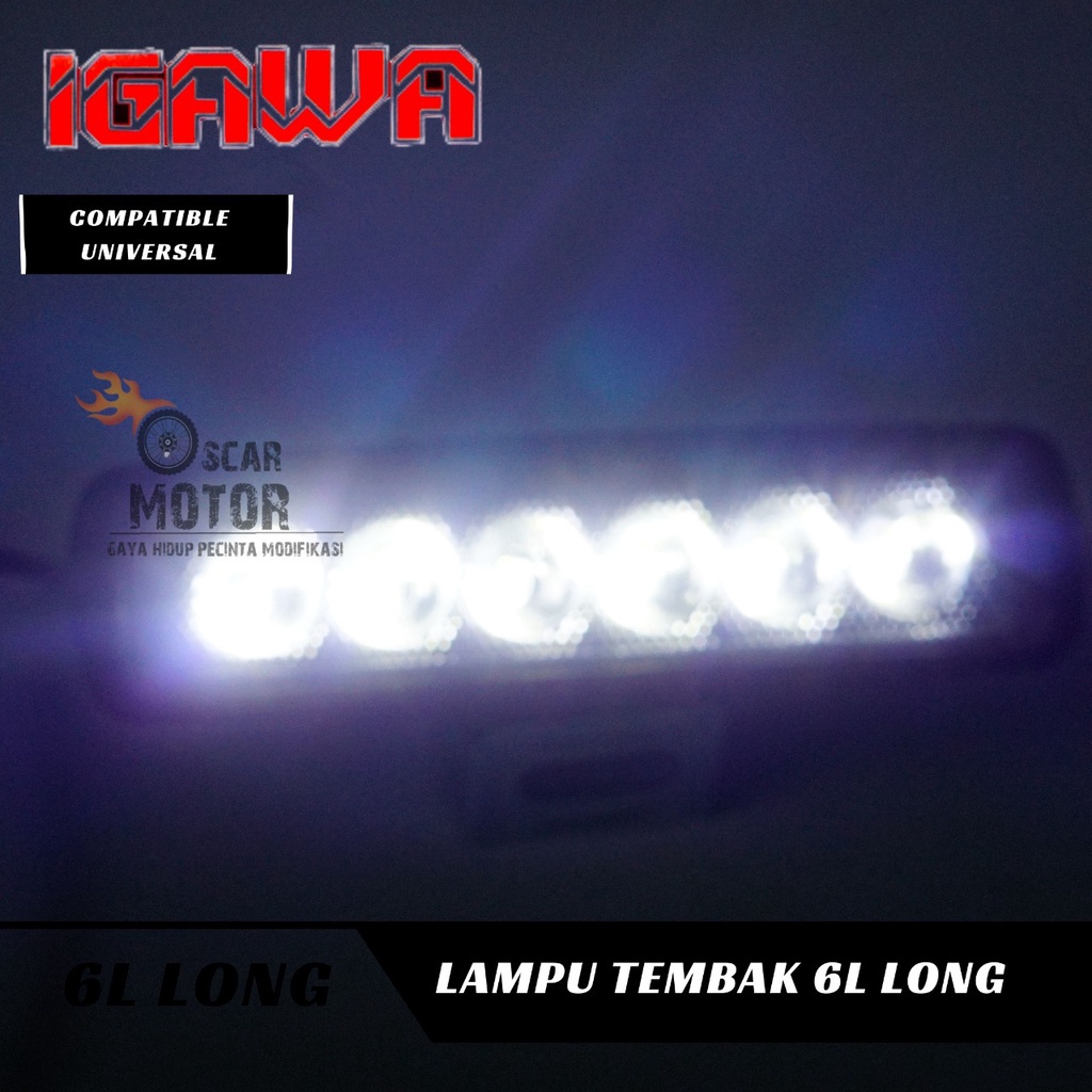LAMPU TEMBAK 6L LONG MINI LAMPU SOROT PLUS BREKET DAN BAUT MOTOR MOBIL