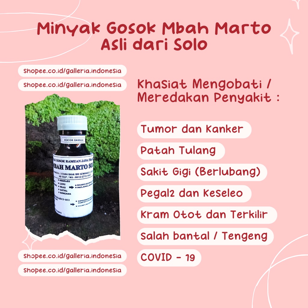 MINYAK GOSOK MBAH MARTO ASLI SOLO "100% ORI" - KEMASAN 60, 100, 125, 150 dan 250 ML