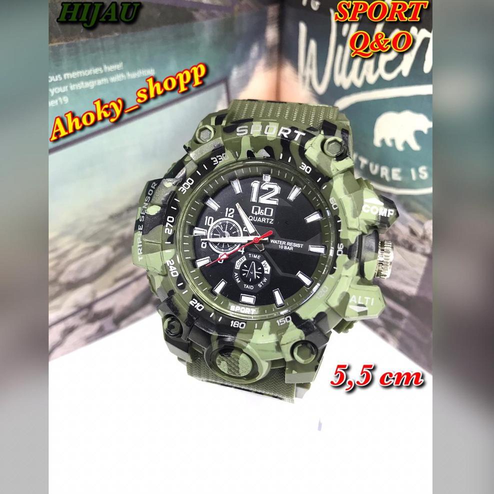 Jam tangan Pria sport Q&O army tali rubber QQ army jarum  tali kwalitas bagus [TBR.11De22ᵀ]