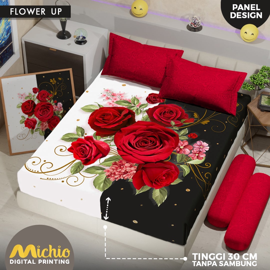 SPREI PANEL MICHIO TINGGI 30 FLOWER UP 180X200X30 DAN 160X200X30