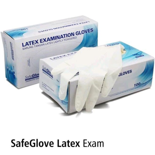 Sarung tangan Handscoon Nitrile & Latex Safegloves Disposable Gloves - Putih, S