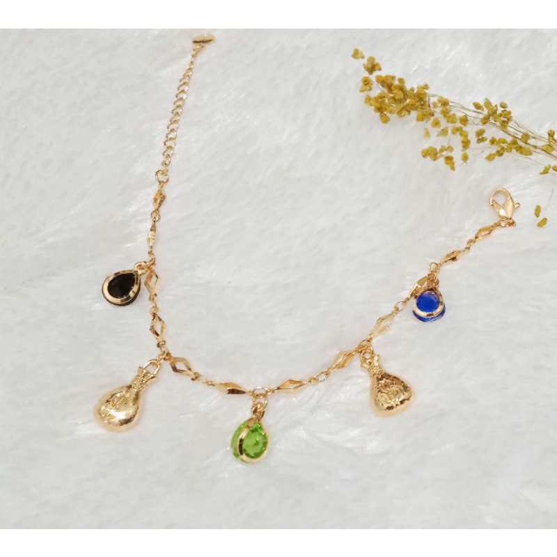 YAL07. Gelang tangan dewasa lapis emas dgn batu permata