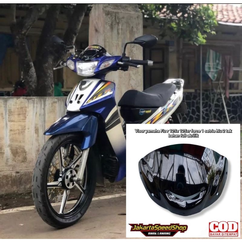 Visor variasi bahan full akrilik yamaha fizr f1zr 125z 125zr warna hitam kilap