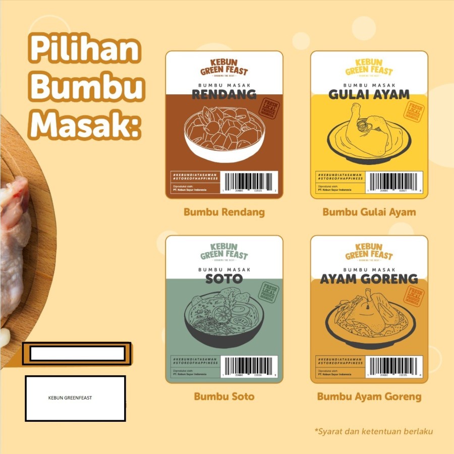

Bumbu Beku/Frozen - Rendang/Gulai Ayam/Gulai Ikan/Soto/Ayam Goreng/Mie Sop