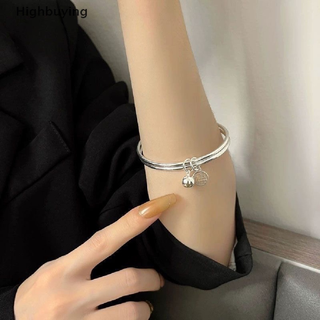 Hbid Fashion Good Luck Double Layer Fu Bell Gelang Warna Perak Tren Elegan Liontin Gelang Untuk Wanita Pembukaan Yang Dapat Disesuaikan Bangle Pesona Perhiasan Glory