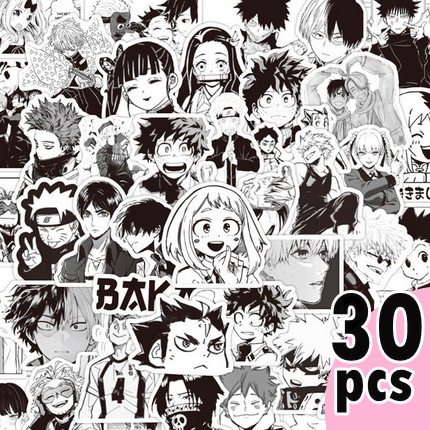 

Stiker Anime Hitam Putih Classical Black & White Anime Cartoon 30pc Mixed Stickers DIY Doodle Stickers