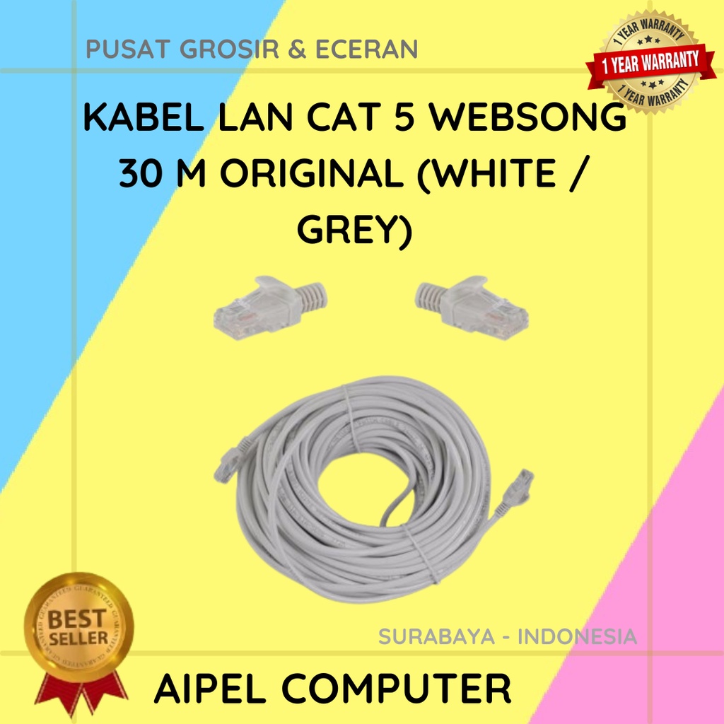 KL5W30 | KABEL LAN CAT 5 WEBSONG 30 M ORIGINAL (WHITE / GREY)