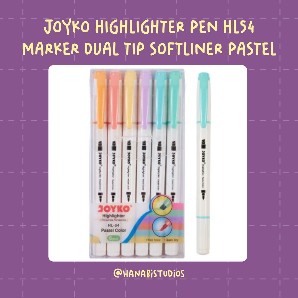 Jual JOYKO HIGHLIGHTER PEN HL54 MARKER DUAL TIP SOFTLINER PASTEL HL 54