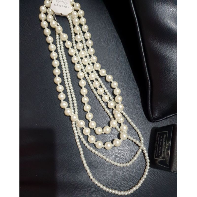 Kalung Mutiara Pearl Susun Premium Quality tidak karatan Import G828