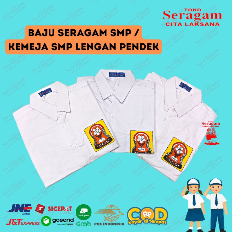 Seragam Sekolah SMP Baju Atasan Putih Tangan Pendek