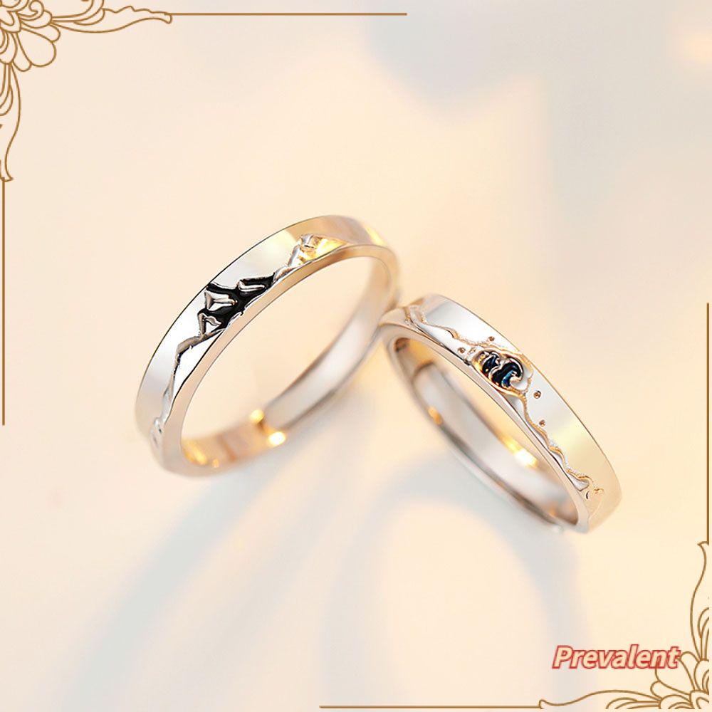 PREVA Couple Rings Anniversary Gift Jewelry Lover Valentine's Day Present Weddings S925 Silver Plated