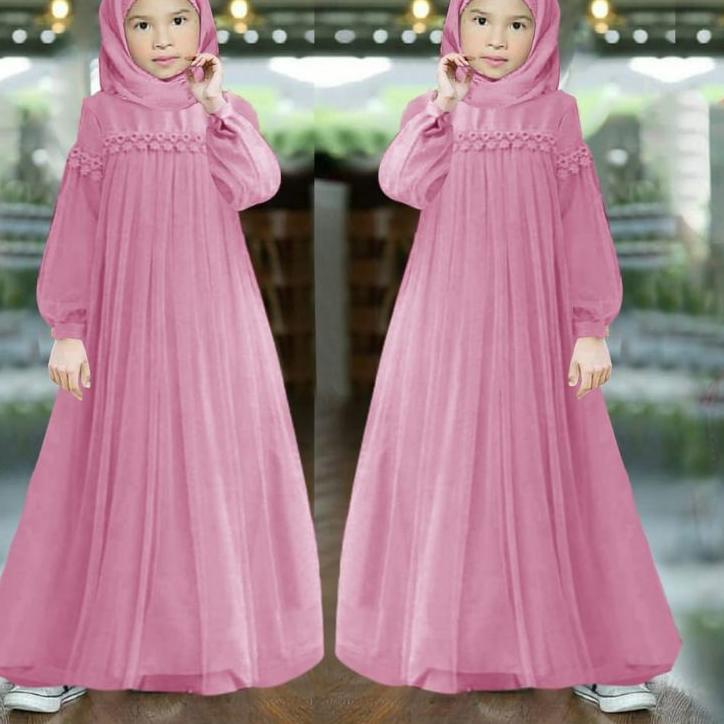 Terlaris MAXY NURAINI KID ANAK, RENDA TILE, MOSCREPE PREMIUM, GAMIS HIJAB MUSLIM, DRESS, 3 UKURAN