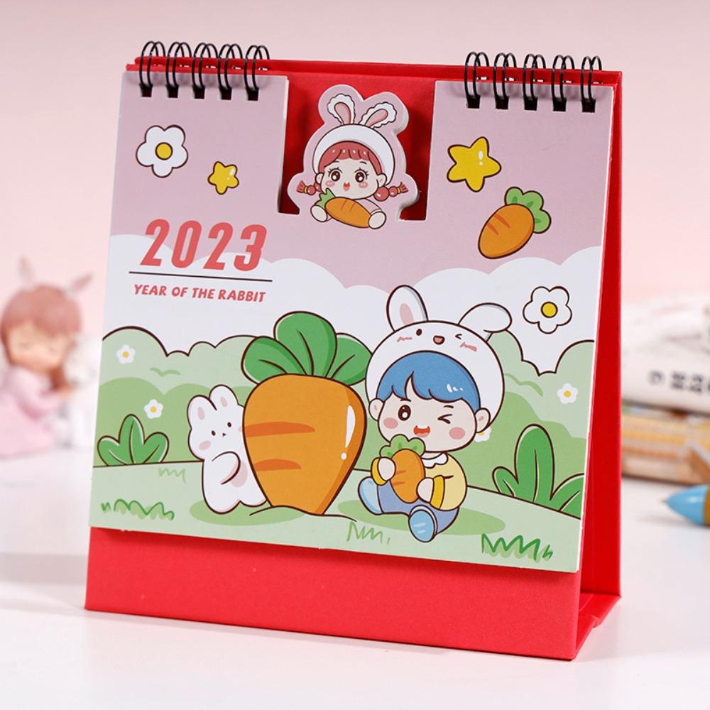 Lanfy 2023kalender Kreatif Kawaii Bulanan Sekolah Kantor Perlengkapan Dekorasi Desktop Cekung Cembung Lilit Kalender