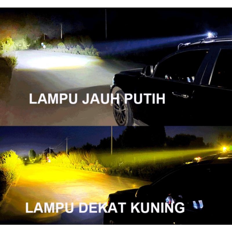 Lampu tembak D2 LED mini 2 warna laser high low putih kuning waterproof