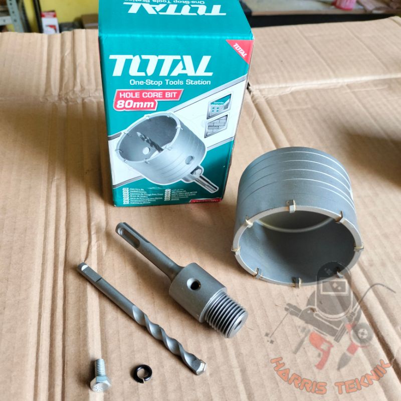 Mata bor pelubang hole saw holesaw beton tembok set SDS TCT 80mm 80 mm TOTAL TAC430801