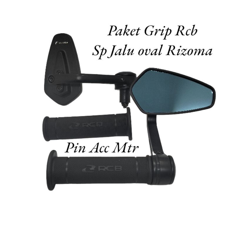 Paket spion Variasi Rizoma+Hand grip Variasi Rcb motif Hg66/Hg55 Hitam pnp universal motor