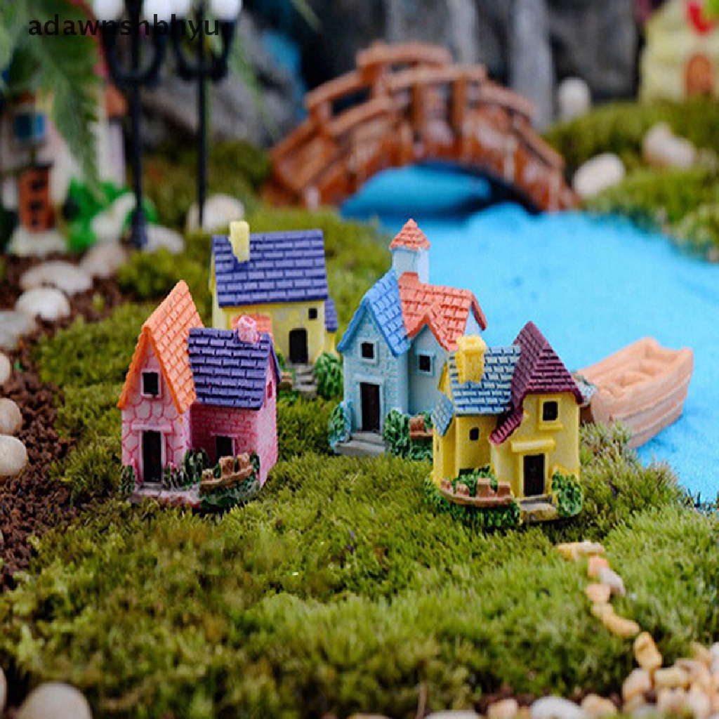 Adawnshbhyu Miniatur Rumah Boneka DIY Rumah villa Woodland fairy Planter Taman Dekorasi Rumah ID