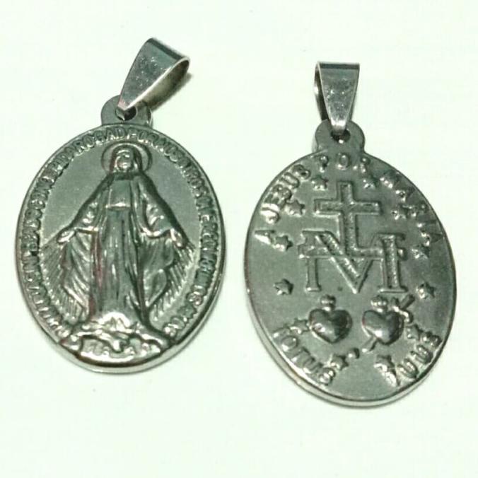 kalung Maria medali wasiat titanium