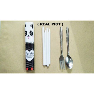 Sendok Makan Stainless set mini Sumpit Sendok Garpu Stainless Steel portable travelling