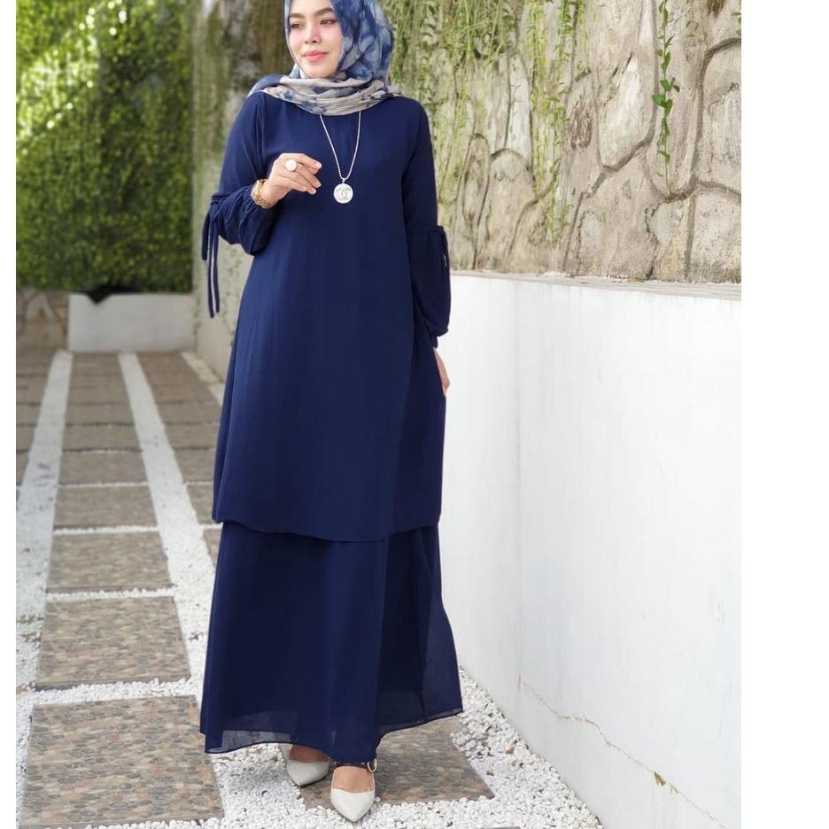 (Q-33✉) [ HOB ] Sinta Set / Setelan Gamis Ceruty Babydoll Terbaru / Kekinian / Fashion Muslim / Dres