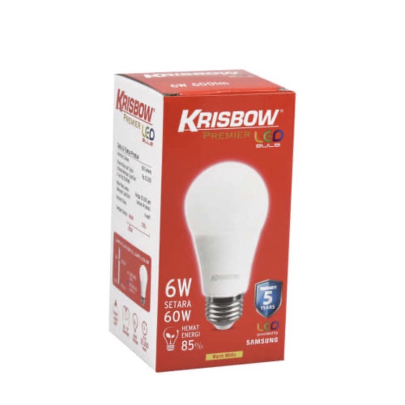 KRISBOW BOHLAM LAMPU LED PREMIER NATURAL WHITE 4, 6, 8, &amp; 12 WATT/LAMPU PLAFON/ LAMPU LED HEMAT ENERGI/ACE LAMPU BERGARANSI/ACE BOHLAM LAMPU LED PREMIER