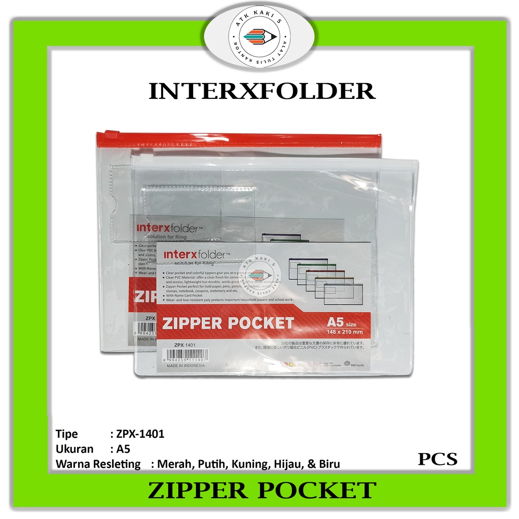 

INTERXFOLDER - Zipper Pocket A5 Plastic Transparant - ZPX 1401 - Pcs