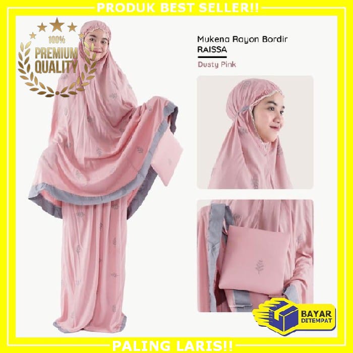MUKENA DEWASA BORDIR MOTIF DAUN / MUKENA RAYON / COD