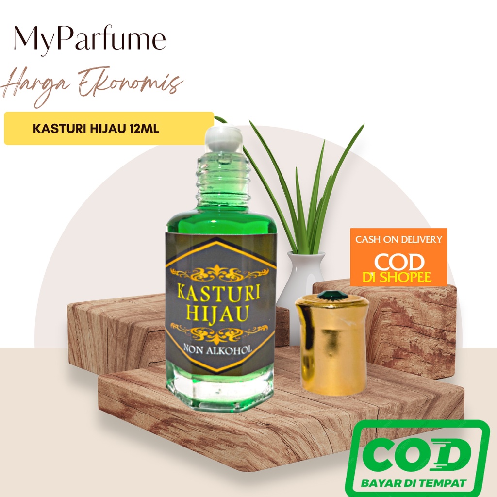 Kasturi Hijau Parfum Arab Saudi Murni Non Alkohol Minyak Kasturi Hijau Parfum Ibadaah Sholat 12 ml B