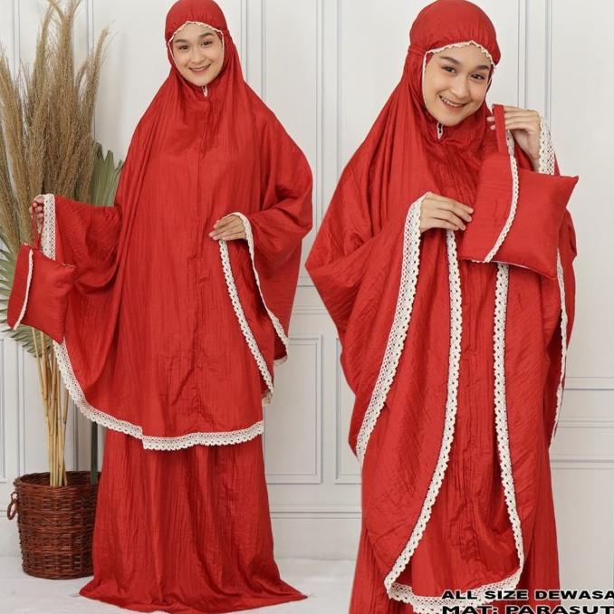 Mukena Parasut Traveling Alesya Zee Renda Katun Original Ukuran Dewasa