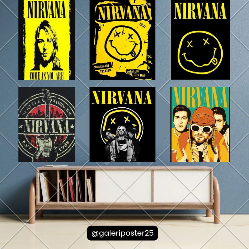 POSTER BAND PUNK ROCK NIRVANA HIASAN DINDING ROCK N ROLL WALL DECOR KEREN DEKORASI RUMAH MINIMALIS A