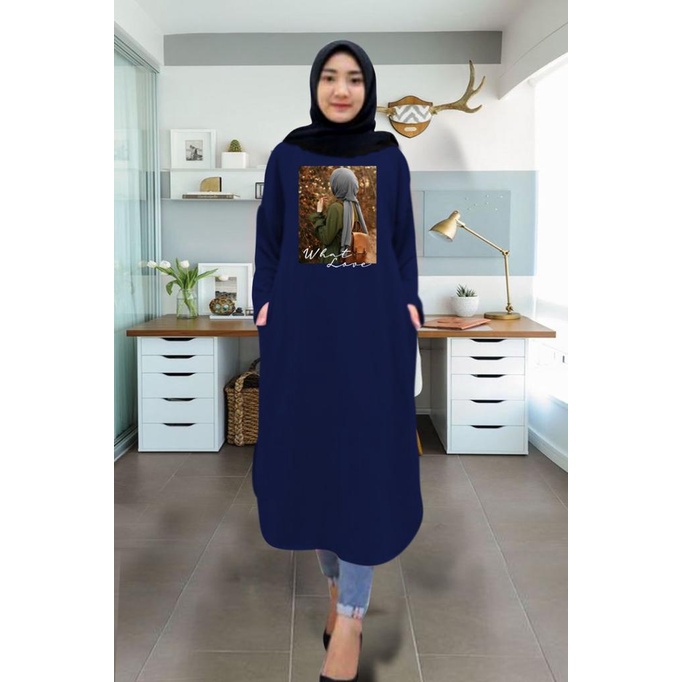 Tunik wanita DTF HIJAB WHAT / tunik murah / tunik kekinian / tunik panjang / tunik import / tunik jumbo