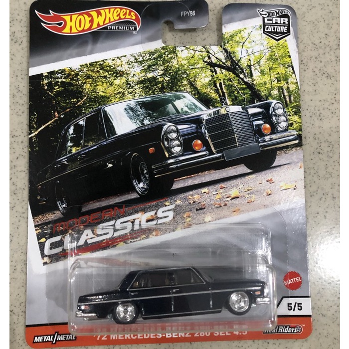 HOTWHEELS PREMIUM MODERN CLASSICS 72 MERCEDES BENZ 280SEL 4.5 BLACK HW