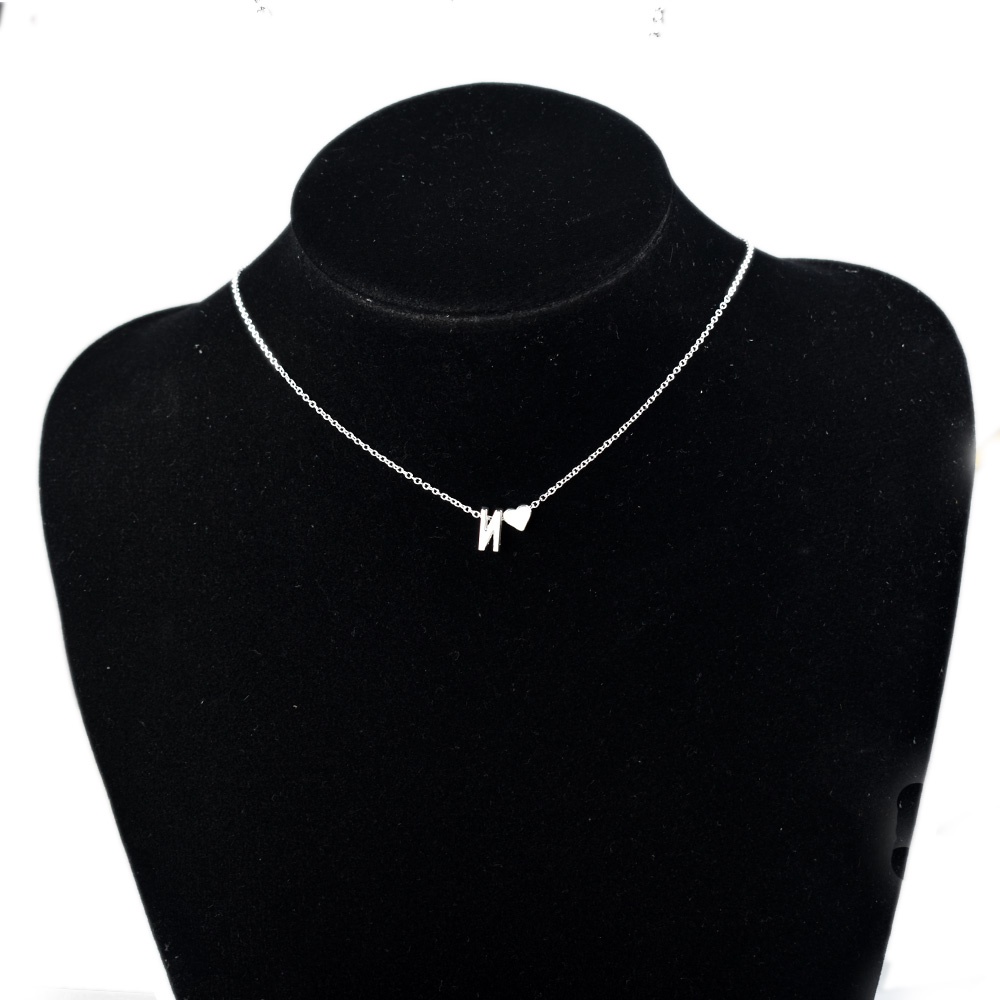 Kalung Choker Liontin Inisial Huruf Alfabet Warna Silver Bahan Metal Untuk Wanita