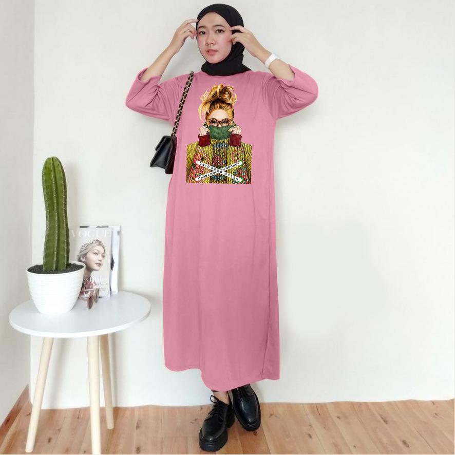 BAJU DRESS OVERSIZE BASIC DTF CEWEK KACA MATA / OVERSIZE TUNIK PREMIUM DIGITAL PRINT