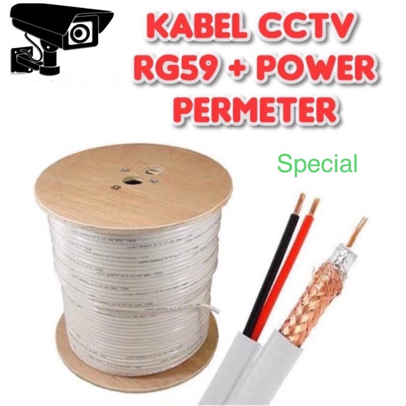 KABEL CCTV COXIAL RG59+power plus power / kabel audio cctv plus power harga Permeter
